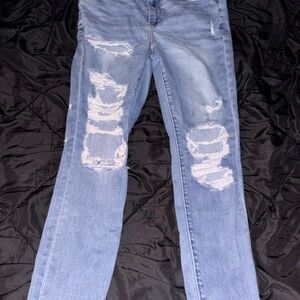American Eagle Outfitters Medium Blue Ripped Skinny Jeans